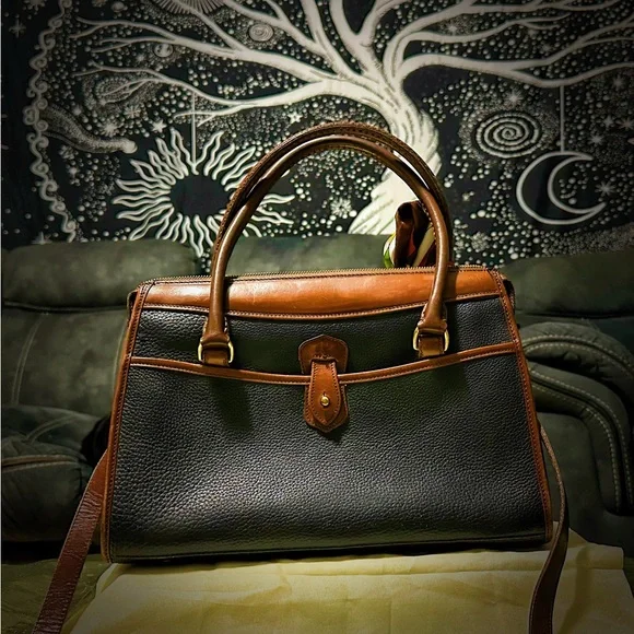 VintageY2K Dooney & Bourke tote handbag Crossbody bag Brown and Black Leather - Picture 16 of 17